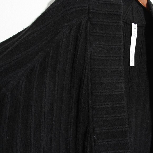 Lululemon Twin Rib Sweater Wrap Cardigan Black Chunky Knit Wool Size XL / XXL - Picture 6 of 16